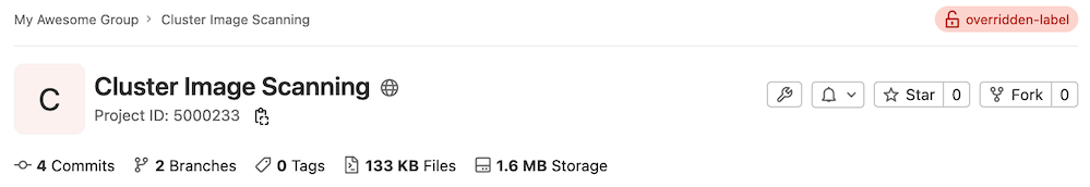 A red overridden label with an open lock icon displays in the upper-right corner of a project.