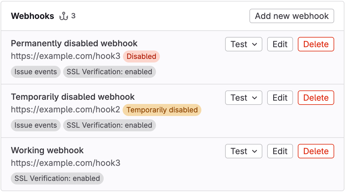 Badges on failing webhooks